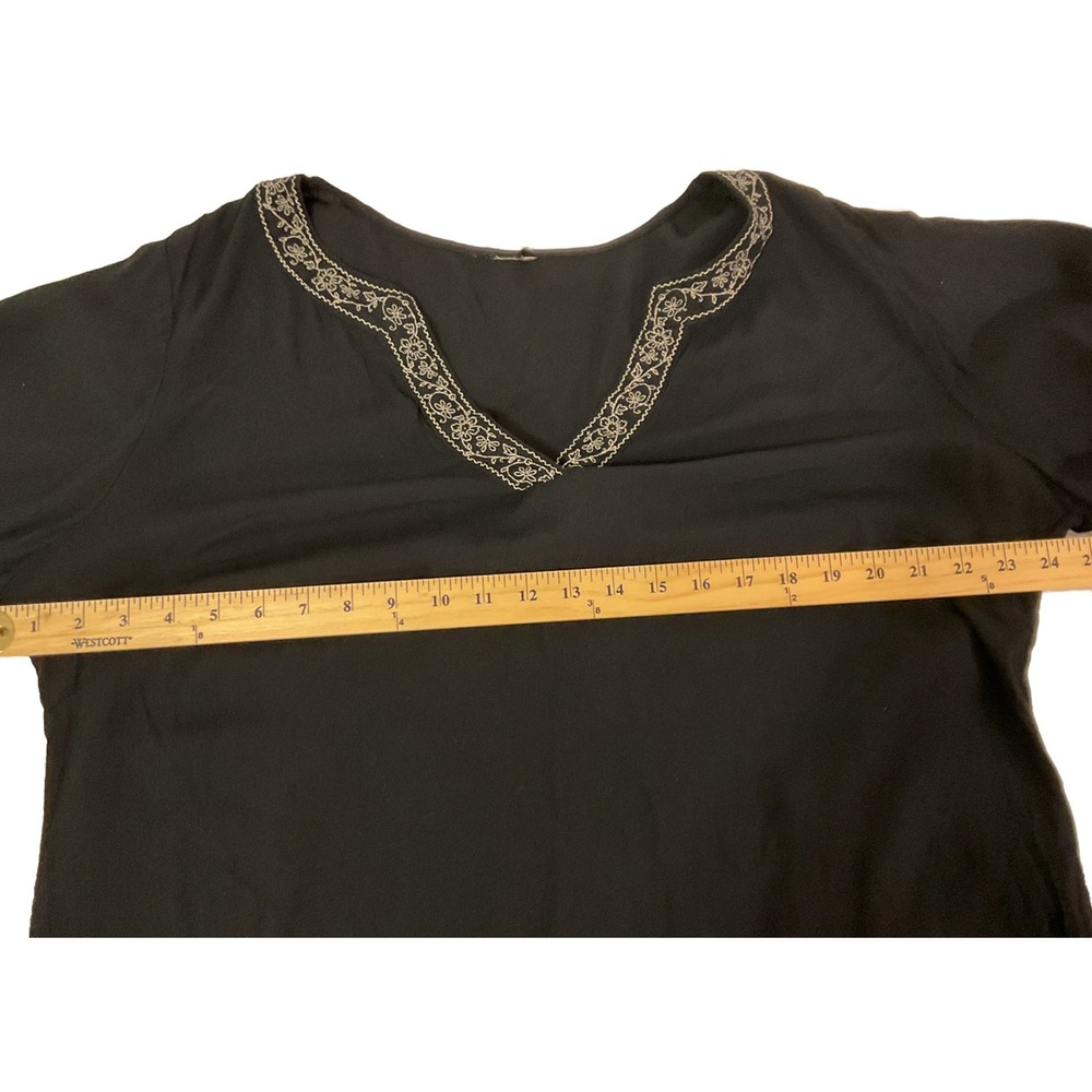 Embroidered Boho Kimono Style V Neck Tunic Top Blouse Witchy Wide Sleeves - Picture 5 of 8